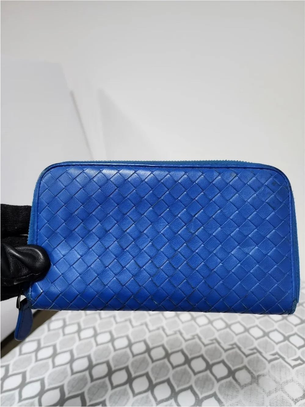 Bottega Veneta Zip-Around Intrecciato Weave Continental Wallet Blue